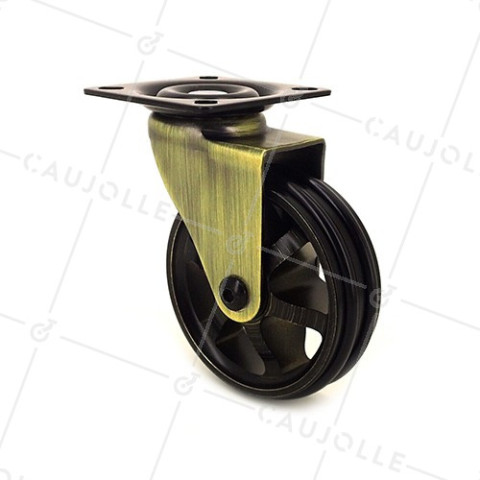 Ruota DESIGN RETRO IN ALLUMINIO DORATO DIAMETRO 75 MM CARICO 45KG - GOLDSTYL75P • Caujolle