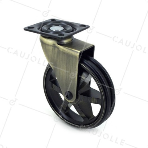 Ruota DESIGN RETRO IN ALLUMINIO D'ORO DIAMETRO 100 MM CARICO 55KG - GOLDSTYL100P • Caujolle