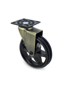 Ruota DESIGN RETRO IN ALLUMINIO D'ORO DIAMETRO 100 MM CARICO 55KG - GOLDSTYL100P