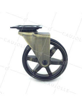 Ruota DESIGN RETRO IN ALLUMINIO D'ORO DIAMETRO 100 MM CARICO 55KG - GOLDSTYL100P