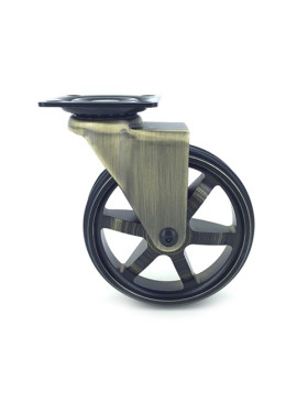 Ruota DESIGN RETRO IN ALLUMINIO D'ORO DIAMETRO 100 MM CARICO 55KG - GOLDSTYL100P