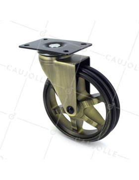 Ruota DESIGN RETRO IN ALLUMINIO DORATO DIAMETRO 125 MM CARICO 70KG - GOLDSTYL125P • Caujolle