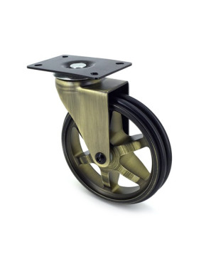 Ruota DESIGN RETRO IN ALLUMINIO DORATO DIAMETRO 125 MM CARICO 70KG - GOLDSTYL125P