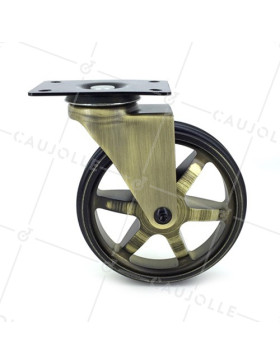 Ruota DESIGN RETRO IN ALLUMINIO DORATO DIAMETRO 125 MM CARICO 70KG - GOLDSTYL125P