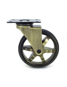 Ruota DESIGN RETRO IN ALLUMINIO DORATO DIAMETRO 125 MM CARICO 70KG - GOLDSTYL125P