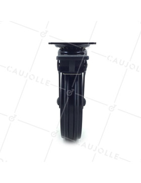 Ruota DESIGN IN ALLUMINIO NERO SPAZIATO CON FRENO DIAMETRO 100MM CARICO 55KG - BLACKSTYL 100PAF