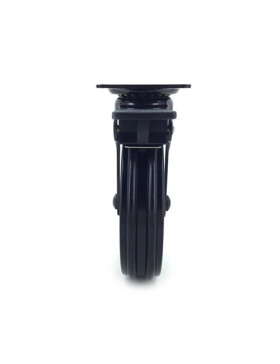 Ruota DESIGN IN ALLUMINIO NERO SPAZIATO CON FRENO DIAMETRO 100MM CARICO 55KG - BLACKSTYL 100PAF
