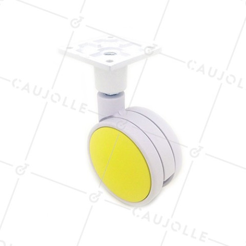 Ruota PLASTICA GIALLA E BIANCA MACARON DIAMETRO 75 MM CARICO 60 KG • Caujolle