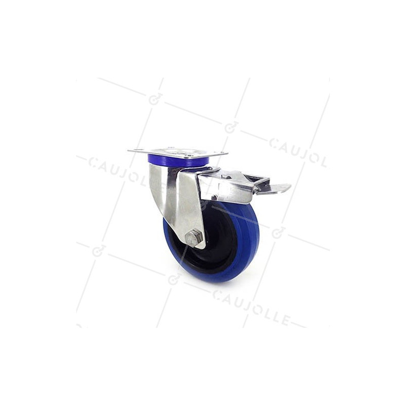 Ruota INOX IN GOMMA ELASTICA CON FRENO DIAMETRO 125 MM CARICO 150 KG