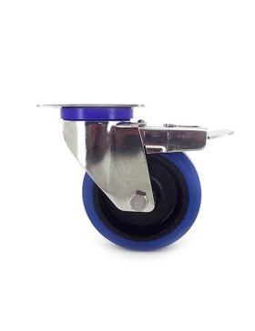 Ruota INOX IN GOMMA ELASTICA CON FRENO DIAMETRO 125 MM CARICO 150 KG