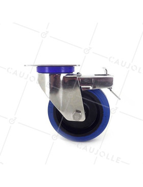 Ruota INOX IN GOMMA ELASTICA CON FRENO DIAMETRO 125 MM CARICO 150 KG