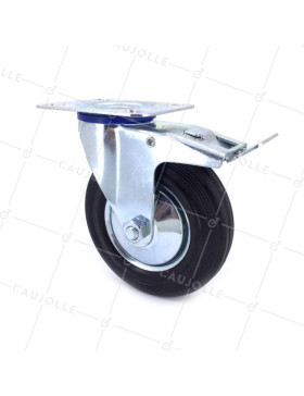 Ruota PIVOTANTE CON FRENO DI MANUTENZIONE CLASSICO DIAMETRO 125 MM CARICO 100 KG - S2C 125L AF • Caujolle