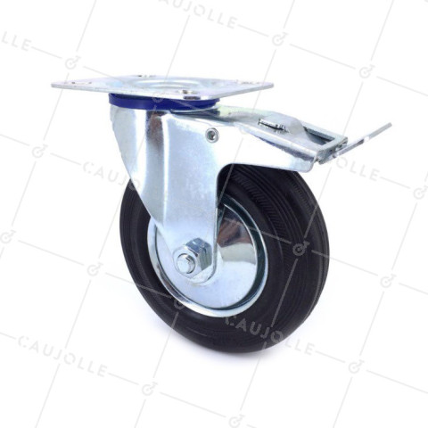 Ruota PIVOTANTE CON FRENO DI MANUTENZIONE CLASSICO DIAMETRO 125 MM CARICO 100 KG - S2C 125L AF • Caujolle