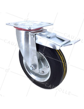 Ruota A FRENO RINFORZATO PER MANUTENZIONE IN GOMMA DIAMETRO 200MM CARICO 250KG- S72R 200AF • Caujolle