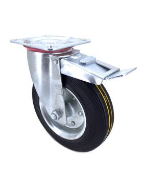 Ruota A FRENO RINFORZATO PER MANUTENZIONE IN GOMMA DIAMETRO 200MM CARICO 250KG- S72R 200AF