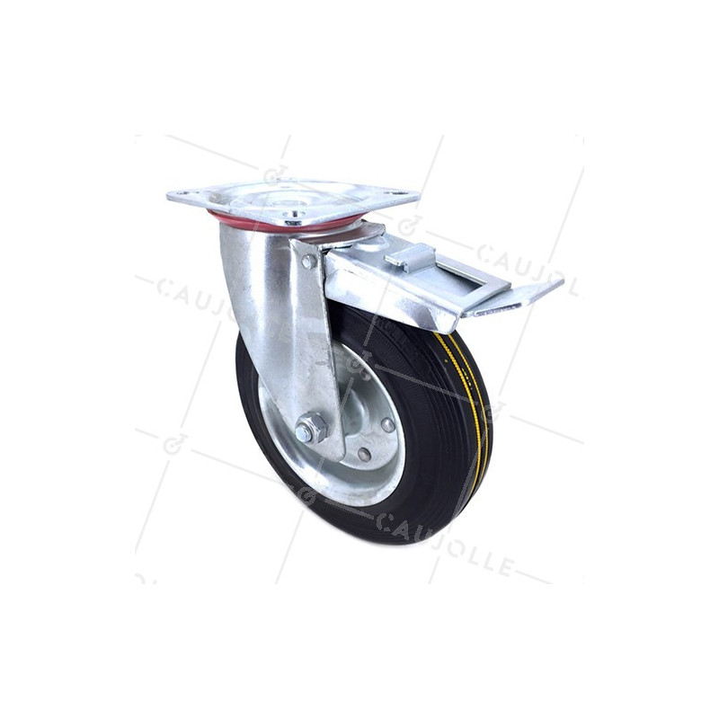 Ruota A FRENO RINFORZATO PER MANUTENZIONE IN GOMMA DIAMETRO 200MM CARICO 250KG- S72R 200AF