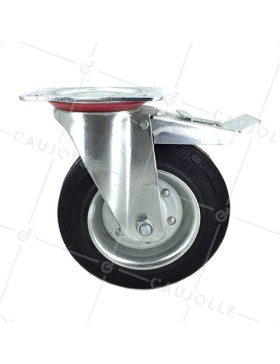 Ruota A FRENO RINFORZATO PER MANUTENZIONE IN GOMMA DIAMETRO 200MM CARICO 250KG- S72R 200AF
