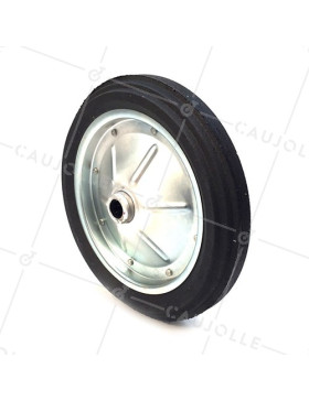 Ruota di carriola INDEFORMABILE IN GOMMA DURA DIAMETRO 360 MM CARICO 150 KG PER ASSE DI 25 MM - S600 • Caujolle