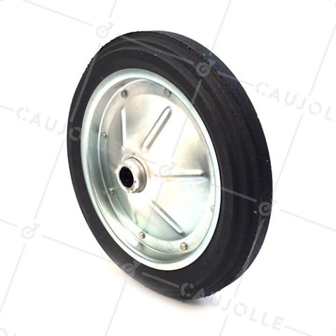 Ruota di carriola INDEFORMABILE IN GOMMA DURA DIAMETRO 360 MM CARICO 150 KG PER ASSE DI 25 MM - S600 • Caujolle