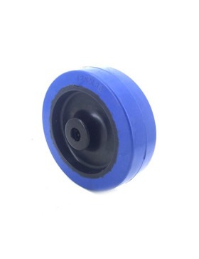 Ruota INDUSTRIALE NON MACCHIATE IN GOMMA MORBIDA BLU DIAMETRO 125MM ASSE 12 MM
