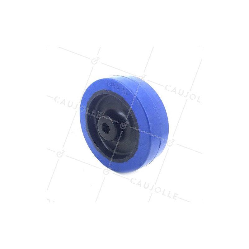 Ruota INDUSTRIALE NON MACCHIATE IN GOMMA MORBIDA BLU DIAMETRO 125MM ASSE 12 MM