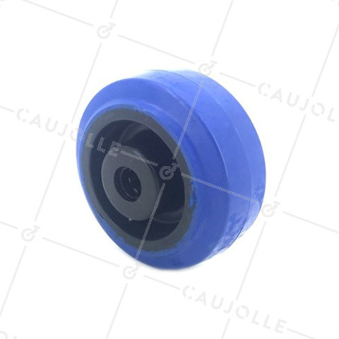 Ruota INDUSTRIALE NON MACCHIANTI IN GOMMA SOFFICE BLU DIAMETRO 80MM CARICO 100KG ASSE 12 MM RULLO • Caujolle