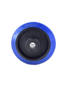 Ruota INDUSTRIALE NON MACCHIO CAUCCIOLO SOFFICE BLU DIAMETRO 160MM ASSE 20 MM