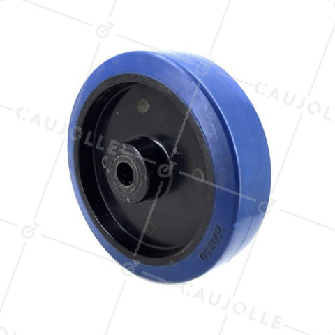 Ruota INDUSTRIALE NON MACCHIANTI IN GOMMA SOFFICE BLU DIAMETRO 200 MM CARICO 400KG ASSE 20 MM RULLO • Caujolle