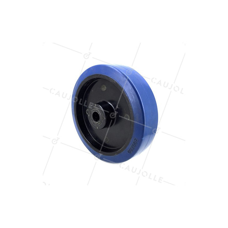 Ruota INDUSTRIALE NON MACCHIANTE GOMMA FLESSIBILE BLU DIAMETRO 200MM ASSE 20 MM