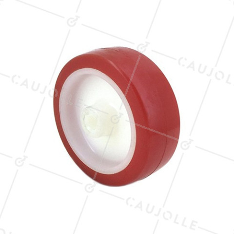 Ruota INDUSTRIALE STRETTA IN POLIURETANO ROSSO DIAMETRO 80 MM CARICO 150KG ASSE 8 MM • Caujolle