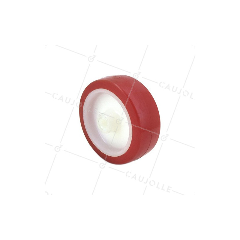 Ruota INDUSTRIALE STRETTA POLIURETANO ROSSO DIAMETRO 80 MM ASSE 8 MM