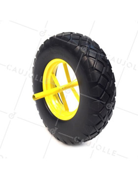 RUOTA DI CARRELLO INDEFORMABILE DIAMETRO 400MM CARICO 150 KG CON ASSE INTEGRATO DI 20 MM - S8000 • Caujolle