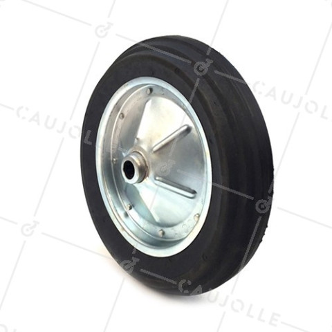 Ruota di carriola INDEFORMABILE IN GOMMA DURA DIAMETRO 400 MM CARICO 150KG PER ASSE DI 25 MM - S600 • Caujolle