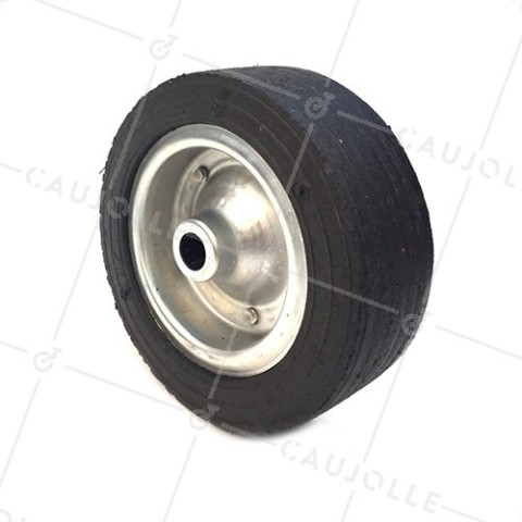 Ruota LARGA IN GOMMA CERCHIO IN ACCIAIO DIAMETRO 250 MM CARICO 600KG ASSE 25 MM - S2750ST250R25 • Caujolle