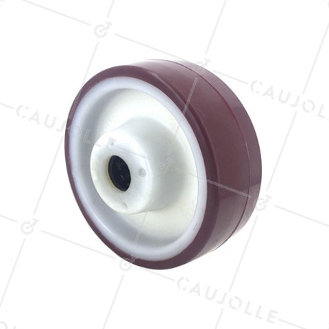 RUEDA INDUSTRIAL DE NAILON Y POLIURETANO CON UN DIÁMETRO DE 125 MM QUE SOPORTA UNA CARGA DE 300 KG Y UN EJE DE 20 MM CON RODILLOS • Caujolle
