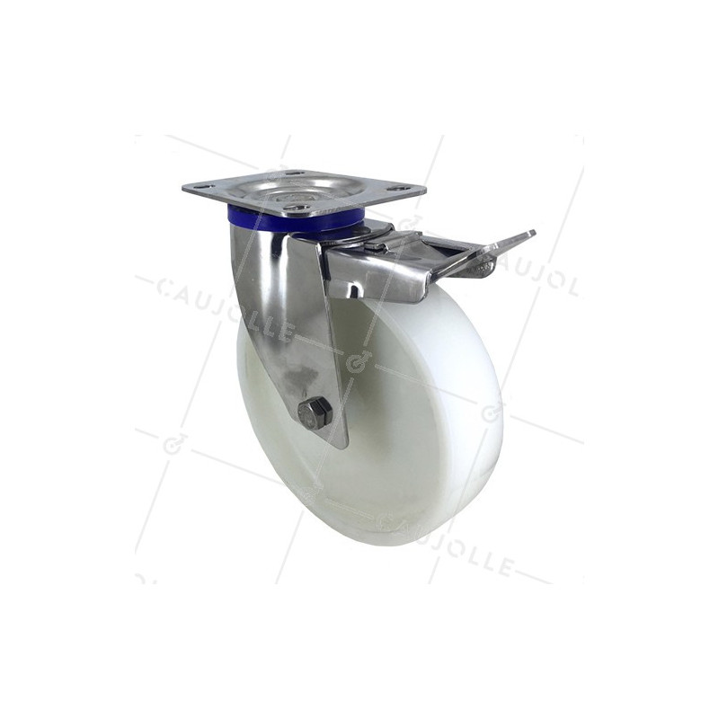 Ruota INOX IN NYLON PIVOTANTE A FRENO DIAMETRO 200 MM CARICO 300 KG