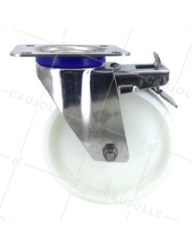 Ruota INOX IN NYLON PIVOTANTE A FRENO DIAMETRO 200 MM CARICO 300 KG