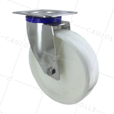 Ruota INOX IN NYLON PIVOTANTE DIAMETRO 200 MM CARICO 300 KG • Caujolle