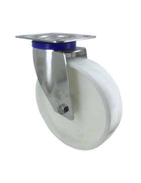 Ruota INOX IN NYLON PIVOTANTE DIAMETRO 200 MM CARICO 300 KG