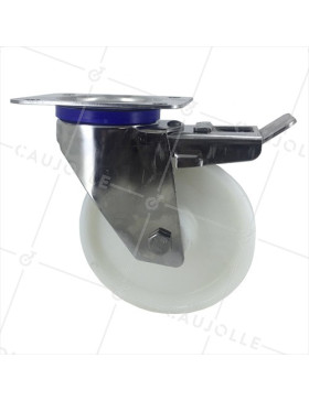 Ruota INOX IN NYLON PIVOTANTE A FRENO DIAMETRO 160 MM CARICO 300 KG