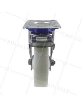 Ruota INOX IN NYLON PIVOTANTE A FRENO DIAMETRO 160 MM CARICO 300 KG