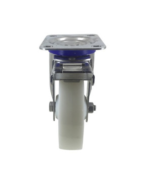 Ruota INOX IN NYLON PIVOTANTE A FRENO DIAMETRO 160 MM CARICO 300 KG