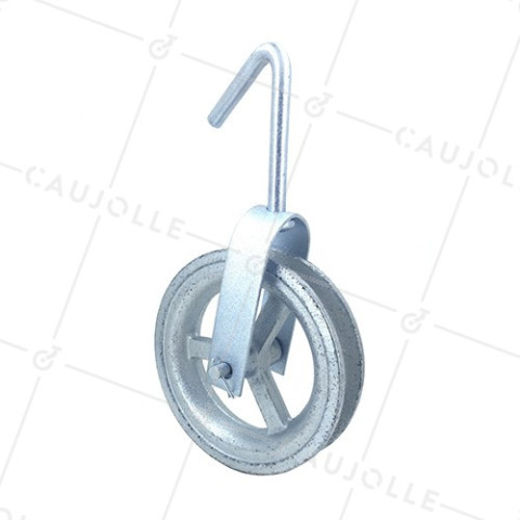 Pulley per pozzo Diametro 160 mm per corda di 25 mm Carico 50 kg • Caujolle