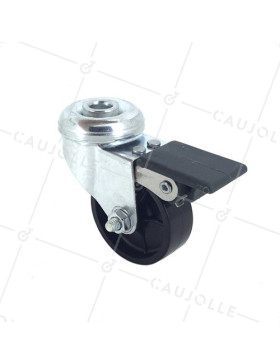 Ruota D'ARREDAMENTO PIVOTANTE A Foro di fissaggio CON FRENATORE DIAMETRO 50 MM CARICO 40KG CON FISSAGGIO DI 10 MM - S21PP 50BL • Caujolle
