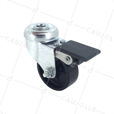 Ruota D'ARREDAMENTO PIVOTANTE A Foro di fissaggio CON FRENATORE DIAMETRO 50 MM CARICO 40KG CON FISSAGGIO DI 10 MM - S21PP 50BL • Caujolle