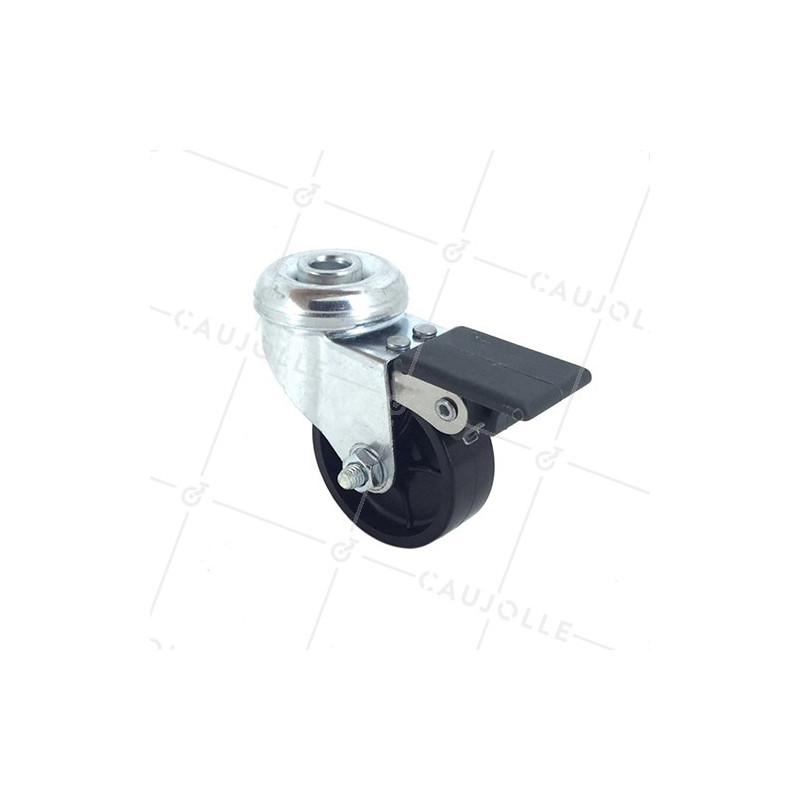 Ruota D'ARREDAMENTO PIVOTANTE A Foro di fissaggio CON FRENATORE DIAMETRO 50 MM CARICO 40KG CON FISSAGGIO DI 10 MM - S21PP 50BL