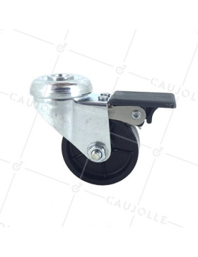 Ruota D'ARREDAMENTO PIVOTANTE A Foro di fissaggio CON FRENATORE DIAMETRO 50 MM CARICO 40KG CON FISSAGGIO DI 10 MM - S21PP 50BL