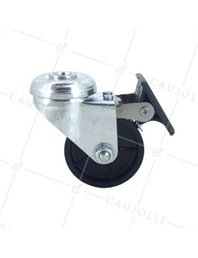 Ruota D'ARREDAMENTO PIVOTANTE A Foro di fissaggio CON FRENATORE DIAMETRO 50 MM CARICO 40KG CON FISSAGGIO DI 10 MM - S21PP 50BL