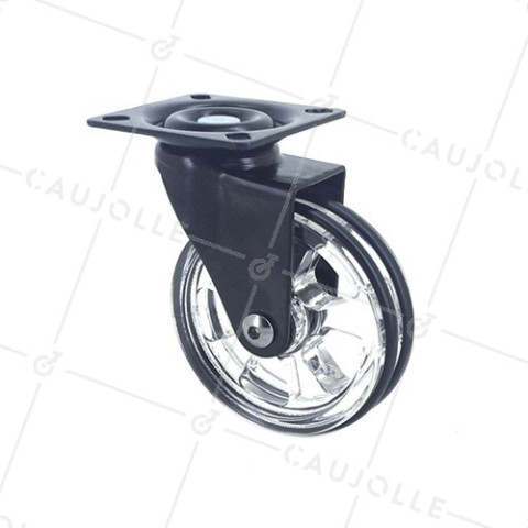 Ruota DESIGN TRASPARENTE NERA DIAMETRO 75 MM CARICO 50 KG - CRYSTALN75P • Caujolle