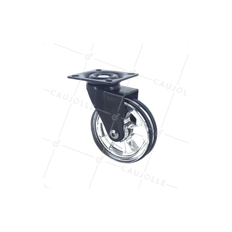 Ruota DESIGN TRASPARENTE NERA DIAMETRO 75 MM CARICO 50 KG - CRYSTALN75P